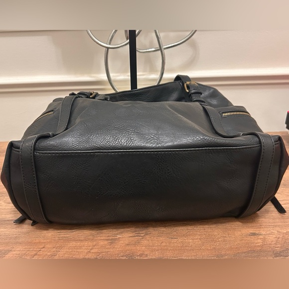 Miztique Black Tote Bag with Scarf Accent and Bag Charm - Picture 7 of 9